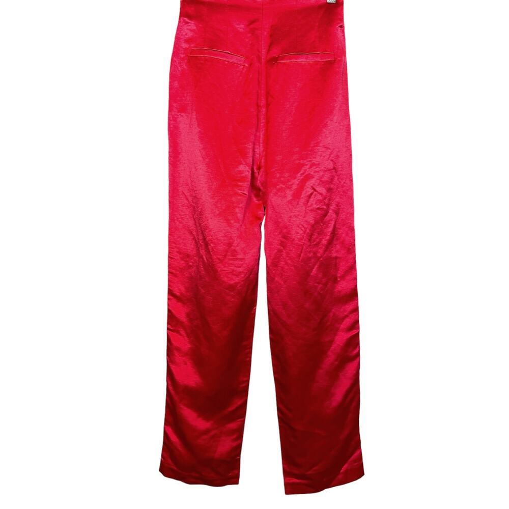 Atoir Red Silk Trouser Pants SMALL High Rise Ankle Straight Designer $415 NEW - Picture 7 of 11
